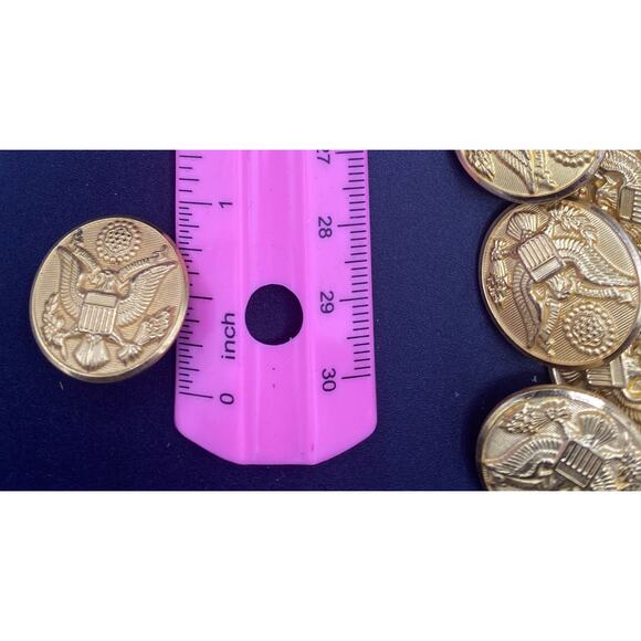 vtg Lot 8 Large 1" Military WW2 Waterbury Uniform Brass Buttons Shank Eagle Army - Picture 2 of 6
